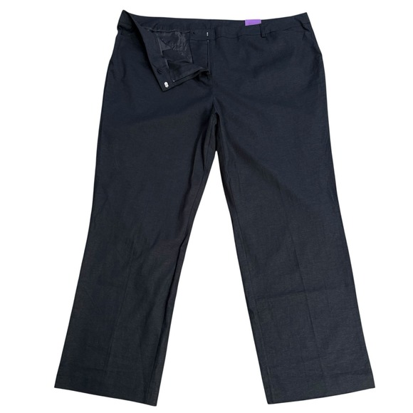 Lane Bryant‎ Straight Stretch Linen Black NEW Pants With Pockets Plus Sz 26 #452 - Picture 3 of 13